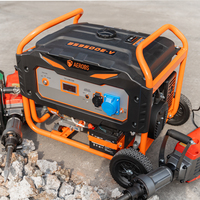 Générateur à essence 4 temps 7kW, 7,5kW max, 445cc, démarrage électrique, châssis ouvert, roues, réservoir de carburant 25L, alimentation de secours domestique, CE, 50/60Hz, autonomie 8h