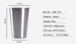 Gobelet à friser empilé 304 à paroi unique en acier inoxydable tasse à <span class=keywords><strong>bière</strong></span> 16oz verres à <span class=keywords><strong>bière</strong></span> tasse <span class=keywords><strong>de</strong></span> camping Logo personnalisé tasse à <span class=keywords><strong>bière</strong></span> <span class=keywords><strong>pinte</strong></span> - Product Image 2