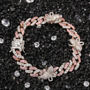 UWIN Bracelet de cheville pour femme avec petit papillon en zircon cubique et chaîne cubaine de 9 mm, style Hip Hop Bling Bling, bijou de pied - Product Image 5