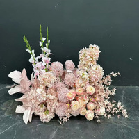 Bruiloft Tropische 50cm Witte Bruiloft Vloerbloemen Perzik Pluizige Zijden Bloemenrijen voor Vloer Hortensia Bloemen Gangarrangement