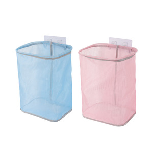 <b>Mesh</b> Laundry <b>Basket</b> Wall Mounted Rectangle Pink And Sky Blue Punch Free <b>Storage</b> Organizer For Clothes Toys - Product Image 5