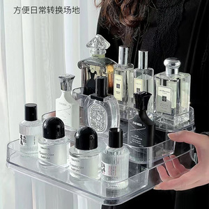 Transparent Tiered Perfume Organizer 3-Layer Cosmetic Storage Rack For <b>Dressing</b> <b>Table</b> <b>Makeup</b> Display - Product Image 5