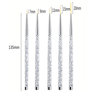 Lot de 5 pinceaux à ongles en céramique blanche avec manche acrylique, transparents, pour peinture, dessin et détails, outils de manucure et nail art en gros - Product Image 4