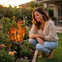 Lámpara Solar de Jardín con Diseño de Dragón y Logotipo Personalizado, Resistente al Agua IP67, Lámpara LED Decorativa para Exteriores con Diseño de Brasas Doradas