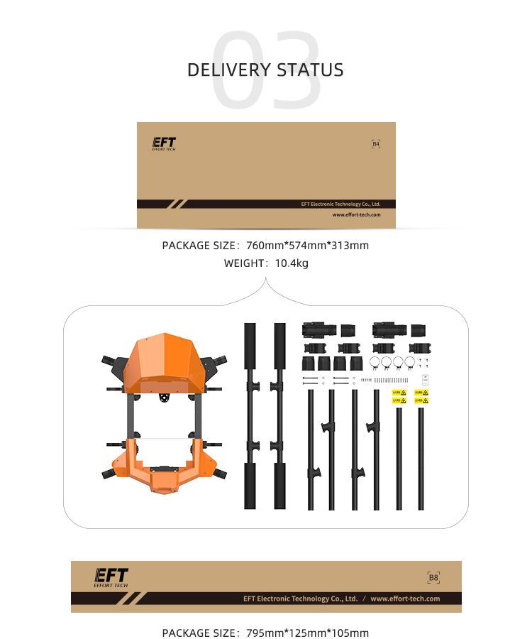 EFT G630 30L Agriculture Drone, DELIVERY STATUS EFT Etctor - Icchreou tort-