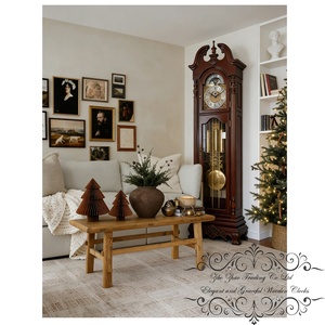 Orologio <span class=keywords><strong>a</strong></span> <span class=keywords><strong>Pendolo</strong></span> Antico di Lusso in Stile Country Francese, in Legno Massiccio con Arco, Illuminazione LED, Movimento Meccanico Tedesco <span class=keywords><strong>Hermle</strong></span>, Suoneria Orale - Product Image 4