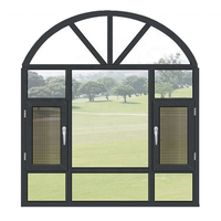 Ventanas de vidrio dobles modernas Marco de acero de madera Aleación de aluminio insonorizada Abatible arqueado Diseño francés Hoteles Persiana enrollable