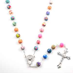 <span class=keywords><strong>Collier</strong></span> chapelet coloré <span class=keywords><strong>avec</strong></span> de belles perles en argile polymère Saints <span class=keywords><strong>Image</strong></span> connecteurs pour hommes femmes enfants utilisés dans l'église - Product Image 2