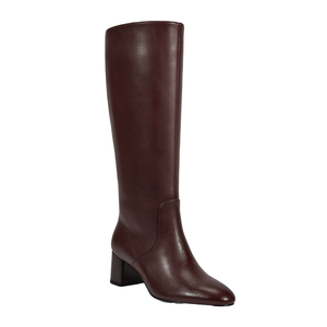 Western <b>Ladies</b> Chunky Heel <b>Knee</b>-<b>High</b> <b>Boots</b> Round Toe <b>Black</b> PU EVA Insole Zipper Closure - Product Image 2