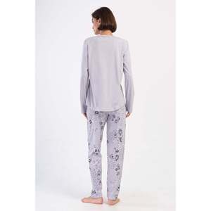 Conjunto de Pijama XXL para Mujer, Cuello Redondo, Manga Larga, Ovalado, Transpirable, de Spandex, con Logotipo Personalizado y Cintura Elástica para el Hogar o para Dormir - Product Image 1