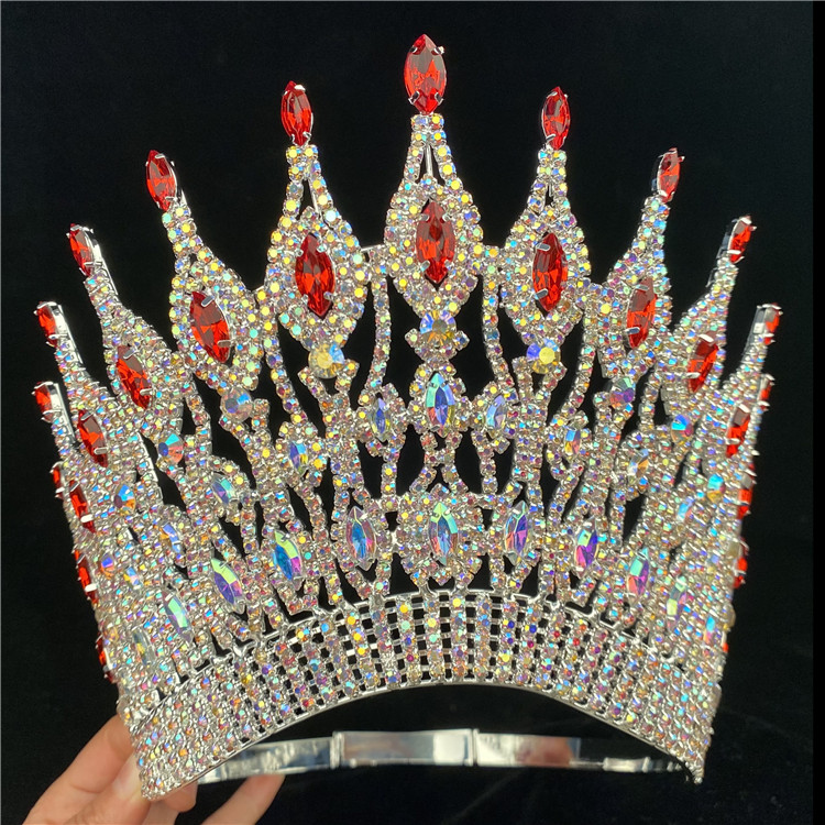 6 дюймов красота со стразами под заказ; Обувь для невесты и Тиара Театрализованное Мисс Мира с украшением в виде кристаллов большие короны