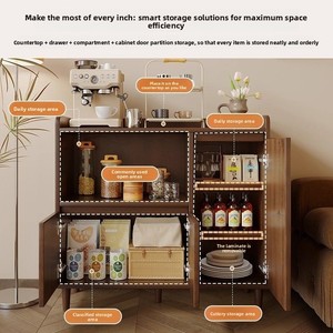 Buffet en verre antique médiéval, meuble de rangement mural avec étagères intégrées, pour salon, bureau, maison - Product Image 3
