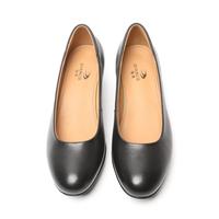 Zapatos de Oficina Formales Profesionales Cómodos Antideslizantes de Tacón Bajo con Punta Redonda de Cuero Negro Personalizados OEM para Mujer