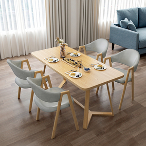 모던 노르딕 패널 직사각형 대나무 식탁 세트 가정 아파트 밀크티 가게 패스트푸드 레스토랑 구내식당 소형 - Product Image 5