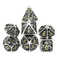 LuxeRoll Silver Gold Hollow Octopus Metal Dice Set 7Pcs Polyhedral DND Dice for Tabletop RPG Game Call of Cthulhu Dice Wholesale