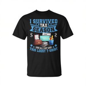 Camiseta Promocional de Contabilidad con la Frase "Sobreviví a la Temporada de Impuestos" para Contadores Publicos Certificados (CPA) - Product Image 2
