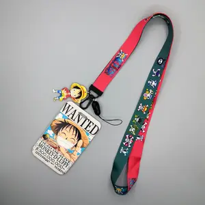 Grosir penutup kartu id kartun Stitch tempat kartu foto plastik pvc cetak anime lucu dengan tali gantung