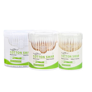 Descartável Personalizado Varas De Papel De Bambu Cotton Bud <span class=keywords><strong>Swab</strong></span> Dupla Cabeça Limpeza Orelha Q Dicas Cotonete De Algodão com Caixa Redonda - Product Image 3