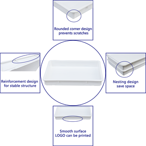 JOIN Plateau à pâte à pizza en <span class=keywords><strong>plastique</strong></span> empilable de qualité alimentaire Plateaux à pâte pour le stockage de biscuits à pizza Caisse à pain - Product Image 4