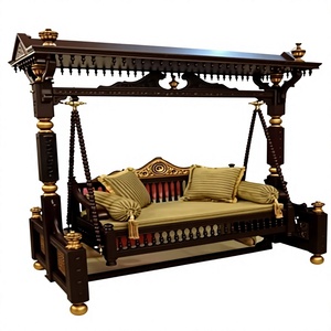 Columpio de Madera de Teca Marrón para Interiores, Hecho a Mano en India, Diseño Maharaja Tallado, Estilo Moderno, Tamaño Personalizado, para Eventos, Decoración del Hogar - Product Image 1