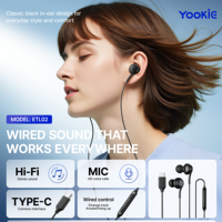 Earphone In-ear Berkabel YooKiE ETL02 Tipe-C Terlaris dengan Kontrol Volume Mic, Driver 14mm, Transmisi Digital, Tahan Air IPX-4, 1.2M