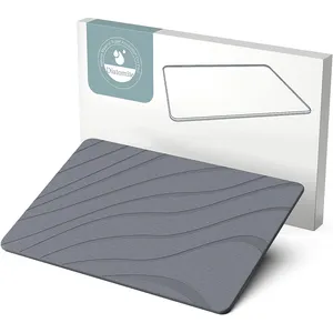 CF BDMB22 personnaliser séchage rapide de l'eau Super absorbant antidérapant diatomite terre tapis de bain pierre tapis de bain pour salle de bain