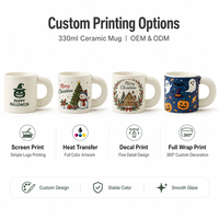 Mug en céramique personnalisé pour les fêtes, 330 ml, tasse à café personnalisée de 11 oz avec une grande poignée ronde pour les cadeaux de Noël et d'Halloween, vente en gros