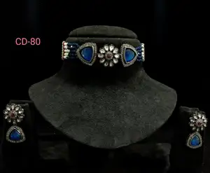 Acabamento colar e brincos vitorianos, joia artificial em prata 925, conjunto de joias em latão, fundição para paz das mulheres