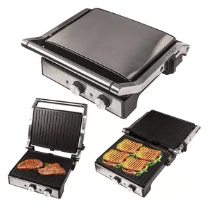 Termostato regolabile con griglia a contatto elettrico e timer per Panini press bistecca Barbecue grill per colazione tostapane