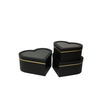 Coffret Cadeau de Fleurs en Forme de Cœur Transparent, Ensemble de Trois Pièces, Boîte à Roses pour la Saint-Valentin