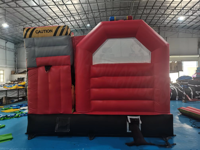 Château gonflable avec toboggan combiné, station de pompiers, en PVC, capacité de 400 kg, 20 passagers, installation facile