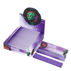 Papier à rouler Alien Puff violet king size, mince, à combustion lente, gomme arabique pure, premium, ultra fin, 14g, étiquette personnalisable - Product Image 1