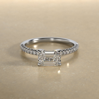 Bague de fiançailles solitaire pavée à quatre griffes en émeraude de 0,5 à 3 carats, diamant de laboratoire cultivé, or massif 14K/18K, certifié IGI, CVD/HPHT, personnalisable