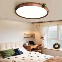 Nouvelle lampe de plafond pour chambre à coucher, forme de cookie, couleur noyer, style médiéval, LED protectrice pour les yeux, couvercle en acrylique, luminaire en fer