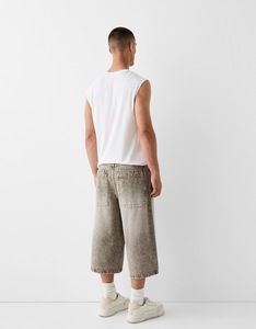 <span class=keywords><strong>Bermudas</strong></span> vaqueras súper sueltas personalizadas para <span class=keywords><strong>hombre</strong></span>, pantalones cortos largos <span class=keywords><strong>de</strong></span> mezclilla marrón lavados <span class=keywords><strong>de</strong></span> patinador callejero <span class=keywords><strong>de</strong></span> tendencia <span class=keywords><strong>de</strong></span> moda sólida Retro Vintage - Product Image 5