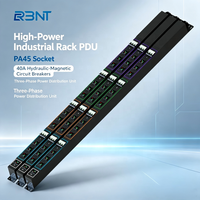 PDU industriel triphasé 125A haute puissance, 12 prises PA45 avec 4 disjoncteurs magnétiques hydrauliques 3P 40A