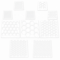 Pochoir hexagonal en PET pour peinture DIY et décoration murale, modèle blanc