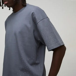 Camiseta Personalizada con Pedrería, Diseño de Diamantes Brillantes, Camiseta de Algodón para Hombre, Logotipo Personalizado con Transferencia Térmica, Estilo Moderno - Product Image 2