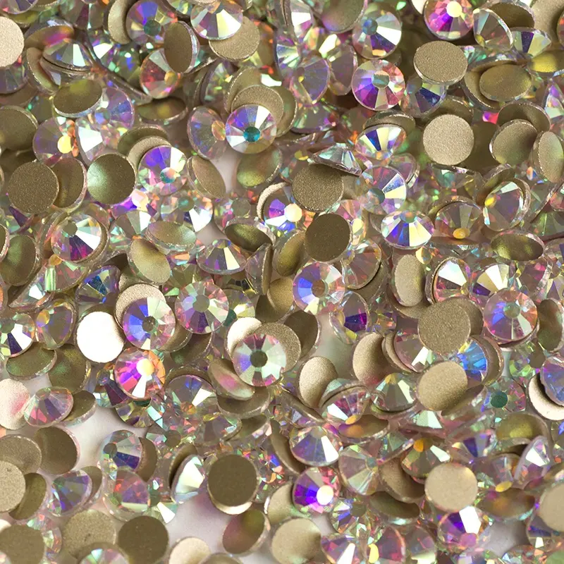 NOHF-diamantes de imitación SS16 AB y cristal transparente, varios tamaños, parte trasera plana, sin adhesivo, para vestidos, 2058