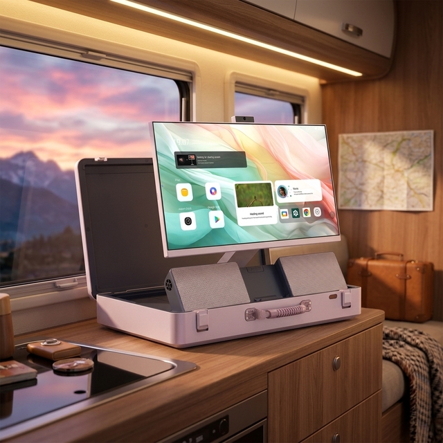 Mobile Suitcase TV 27 Inch Android Smart TV for Camping Tailgating Event 12 Hours Battery 1080P Touch Screen Display