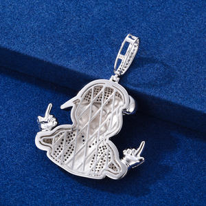 Accesorios de joyería de estilo callejero chapado en oro plata esterlina 925 VVS Moissanite piedra preciosa Hip Hop oso colgante collar - Product Image 3