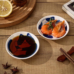 Assiette à sauce soja en porcelaine de haute qualité de style japonais avec motif de chat pour restaurant, assiette à sauce en céramique pour la décoration de la maison - Product Image 3