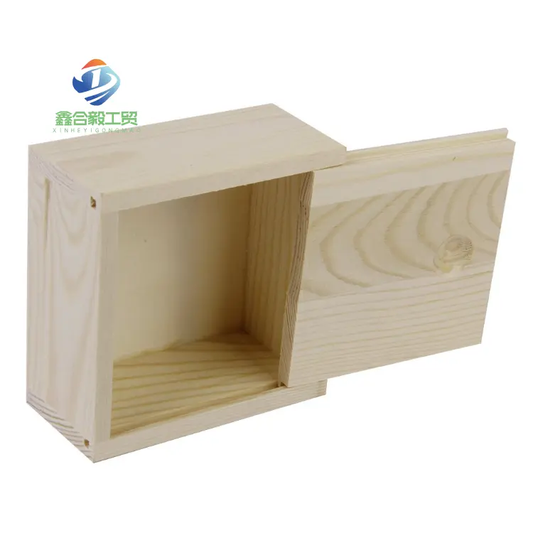 Manufacture In China Wooden Wine Box Unfinished Wood Box With Sliding Lid