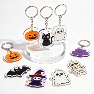 Vente flash - Porte-clés en acrylique pour Halloween - Styles variés - Cadeaux de fête effrayants - Product Image 3