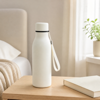 Botol Termos Stainless Steel 550ml Bentuk Cangkir Lurus dengan Pilihan Tali, Dinding Ganda Vakum Terisolasi, Cangkir Hadiah untuk Perjalanan Sehari-hari
