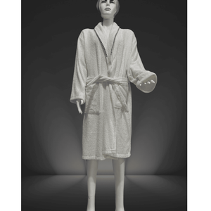 Peignoir pour femmes 100% coton Séchage rapide Refroidissant Couleur blanche unie Robe de chambre Motif élégant Articles de bain Sans danger pour la peau - Product Image 3