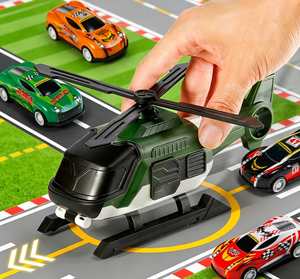 Jouet avion avec piste de catapulte pour garçons, modèle d'hélicoptère et d'avion de passagers, voiture à inertie pour taxiage - Product Image 3