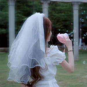 Voile de fée à double couche lumineux avec lumières LED couleur blanc chaud pour coiffure de mariée - Product Image 3