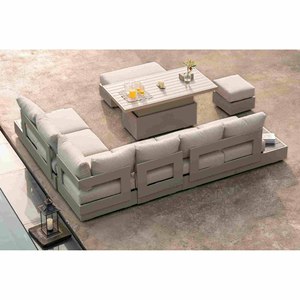 Large L Shaped Modular <strong>Garden</strong> Patio Dining Sofa Set with <strong>Rising</strong> <strong>Table</strong> Aluminum Outdoor Sofa <strong>Furniture</strong> - Product Image 1