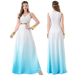 Greek Goddess <b>Dress</b> Women White <b>Blue</b> <b>Ombre</b> Costume Halloween Cosplay Party Outfit Stage Performance Fancy <b>Dress</b> - Product Image 1